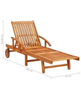 Sun Loungers 2 pcs with Cushions Solid Wood Acacia