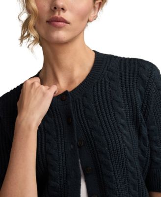 Women's Short-Sleeve Cable Cardigan