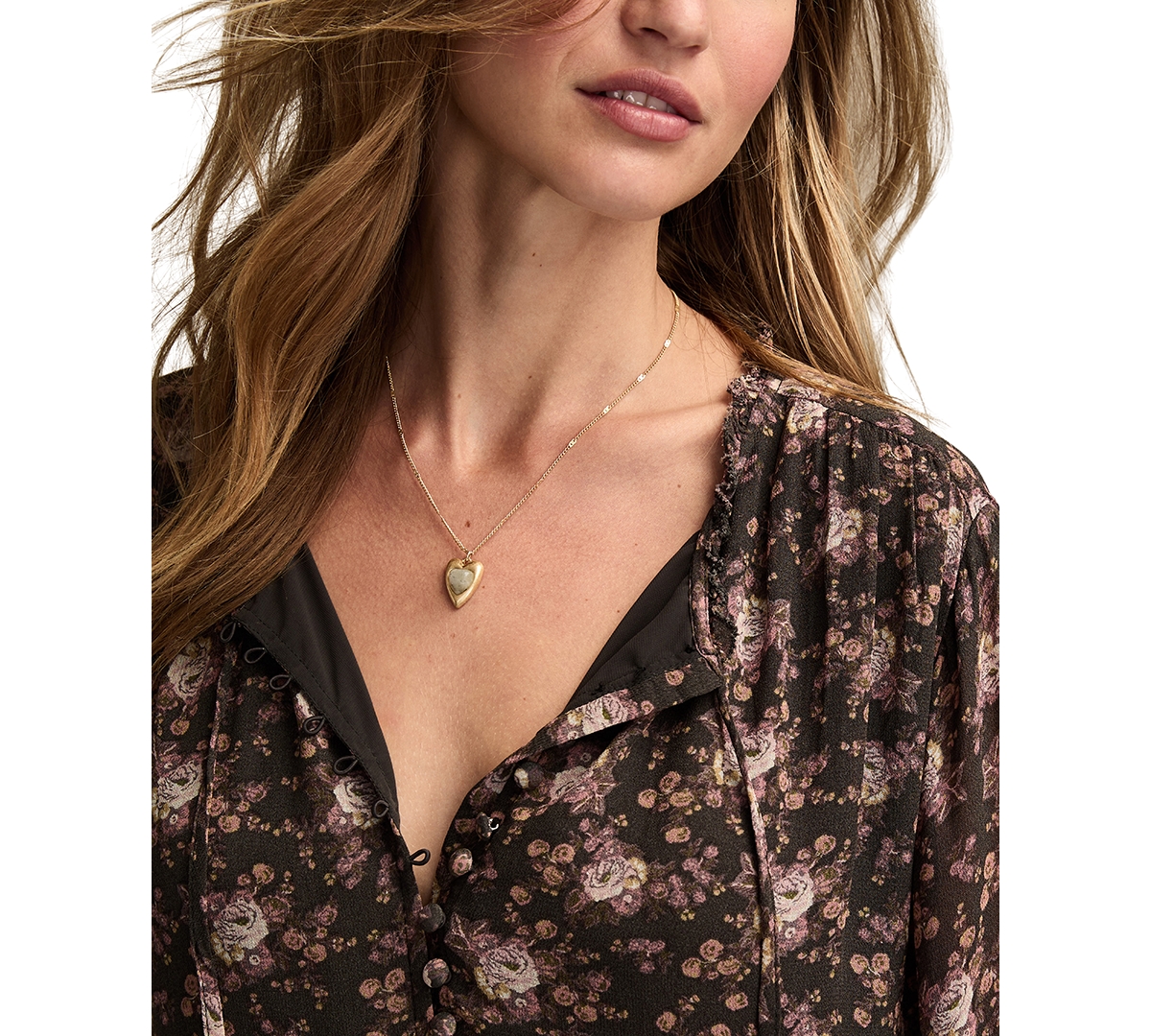 Lucky Brand Floral Long Sleeve Dress In Multi