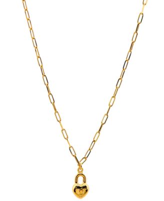 Primavera Gold Over Silver Heart Pendant Necklace