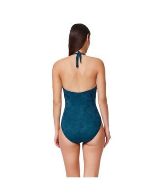 Women's Jolene Textured Deep V-Neck One-Piece Swimsuit