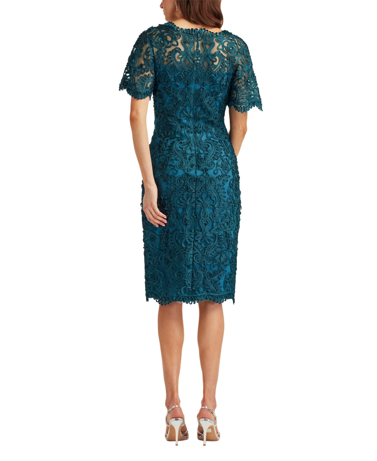 Tadashi Shoji Women's Arnett Embroidered Flutter Sleeve Dress