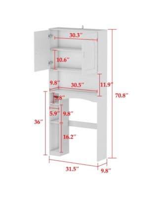 Toilet Storage Bathroom Space Saver with Doors Cabinet, Open Shelves