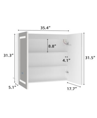 Bathroom Wall Cabinet with Mirror, Dimmable Lights, Frameless Surface Mount