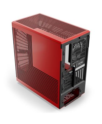 Y40 S-Tier Aesthetic Panoramic Tempered Glass ATX Mid-Tower Gaming Computer Case, Red