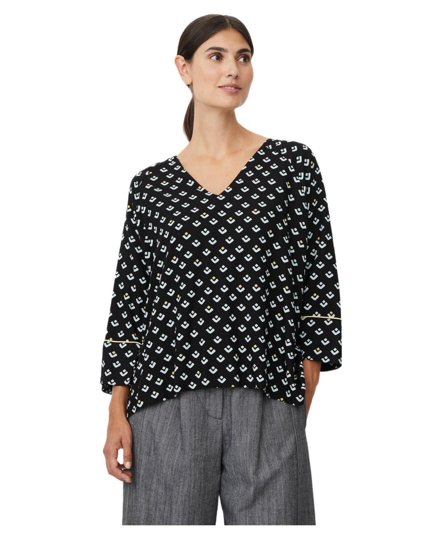 Женская блузка Masai Copenhagen Beniko V-Neck Printed, цвет: Ether — фото 1