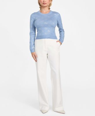 Women's Long-Sleeve Crewneck Rhinestones 4G Sweater