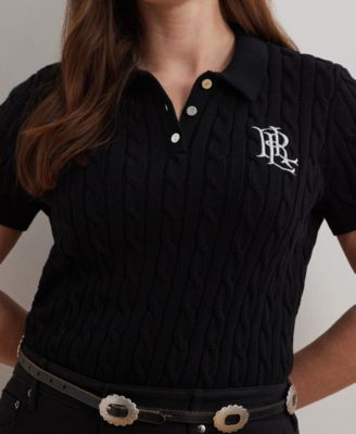Plus Size Cable-Knit Polo Shirt