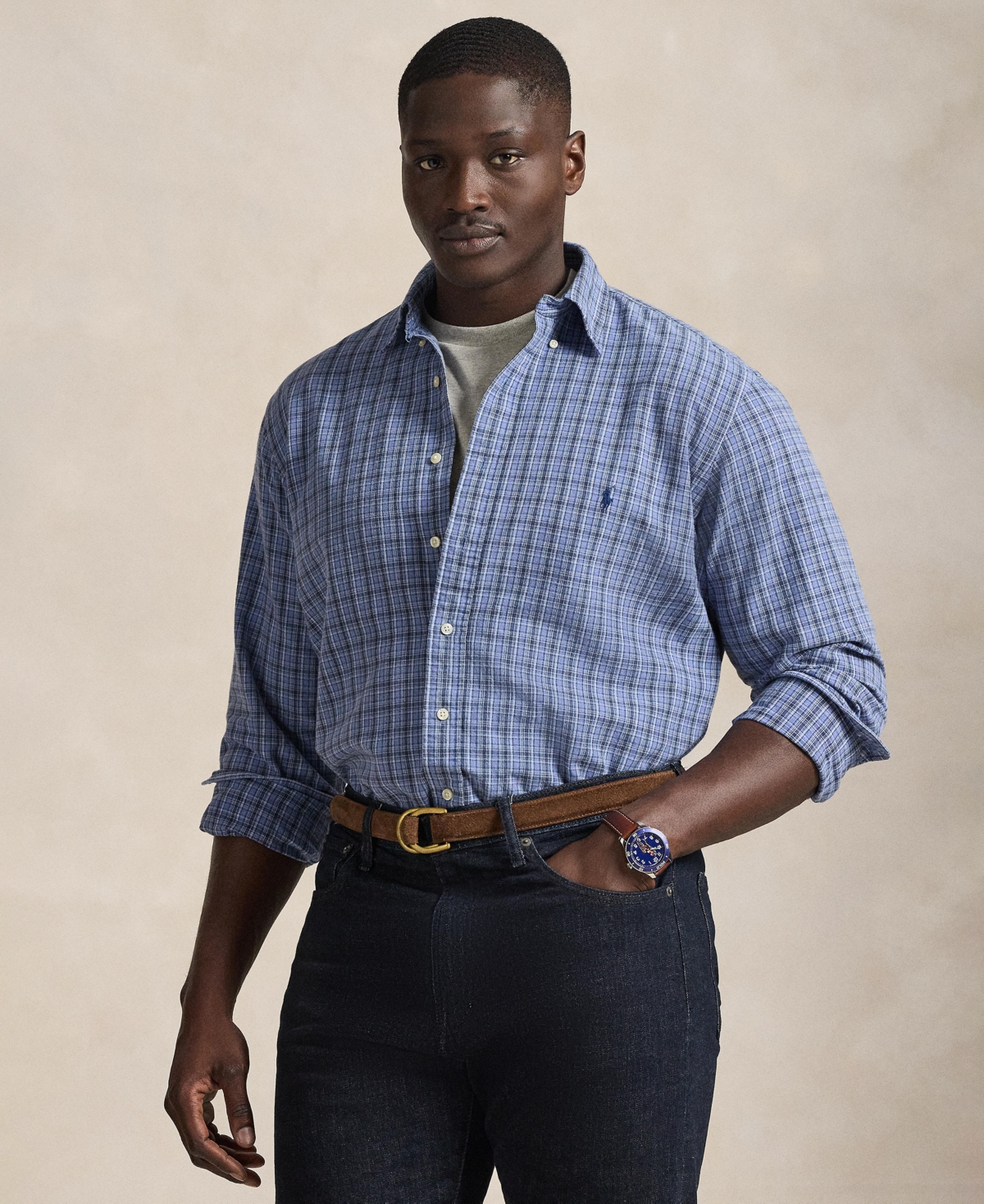 Polo Ralph Lauren Men's Big & Tall Gingham Oxford Shirt In Blue