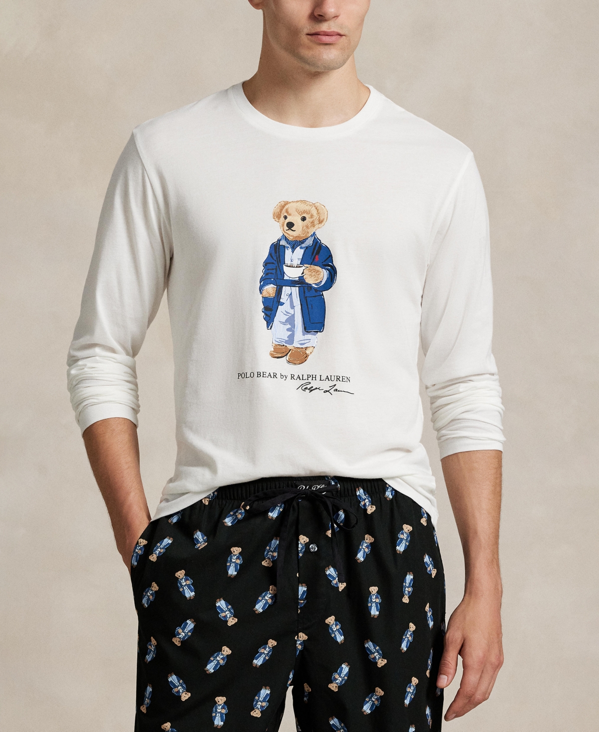 Polo Ralph Lauren Men's Knit Long-Sleeve Crewneck T-Shirt and Pajama Pants, 2-Piece Set