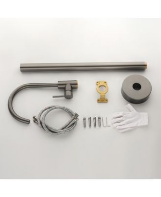 Freestanding Floor Mount Bath Tub Filler Faucet with Single Handle and Water Supply Lines