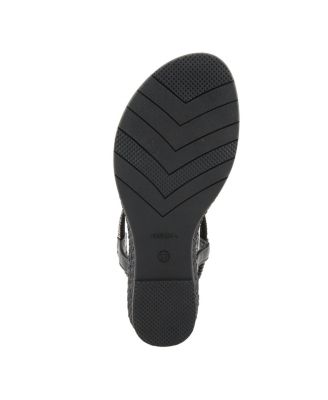 Women's CHARMER Crystal Jeweled T-Strap Flat Sandals with Stretch Back