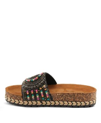 Women's SWIRLA Multicolor Beaded Slide Cork Wedge Sandals