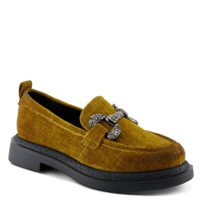 Marlen Women's Velvet Loafer with Metal Ornamentation