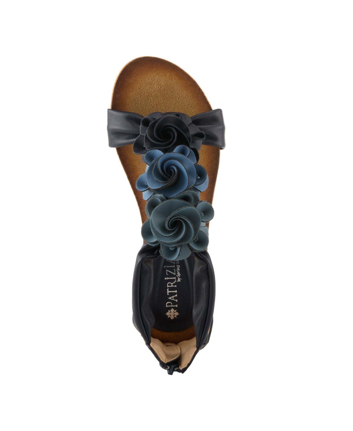 Patrizia Harlequin Women's Ankle Strap Wedge with Floral Embroidery