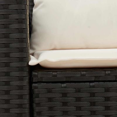 Garden Sofa Black and Cream Poly Rattan and Powder-Coated Steel