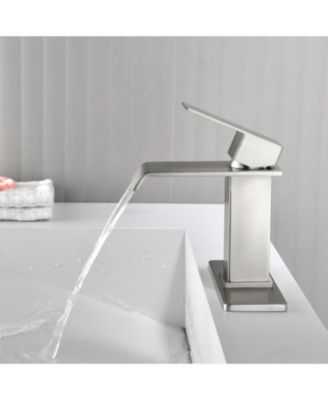 Single-Handle Waterfall Bathroom Sink Faucet in Lead-Free 304 Stainless Steel with Hot/Cold Water Function