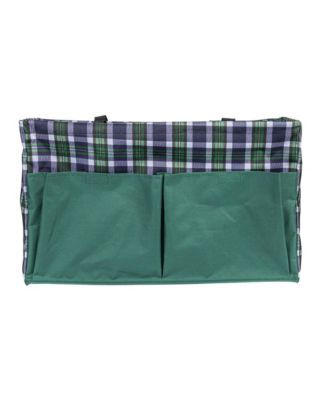 Plaid Krush Container All-Purpose Utility Tote with Green Pockets