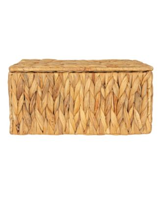 Rectangular Water Hyacinth Nesting Basket Set with Lid