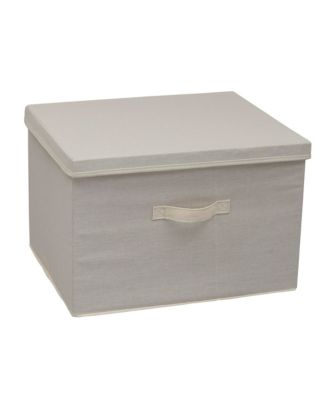 Wide Storage Box With Lid Box, 15”x18.5”x12”, Natural