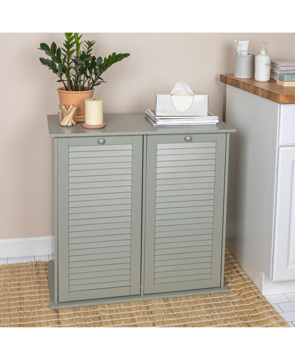 Household Essentials Tilt-out Cabinet Laundry Sorter with Shutter Front