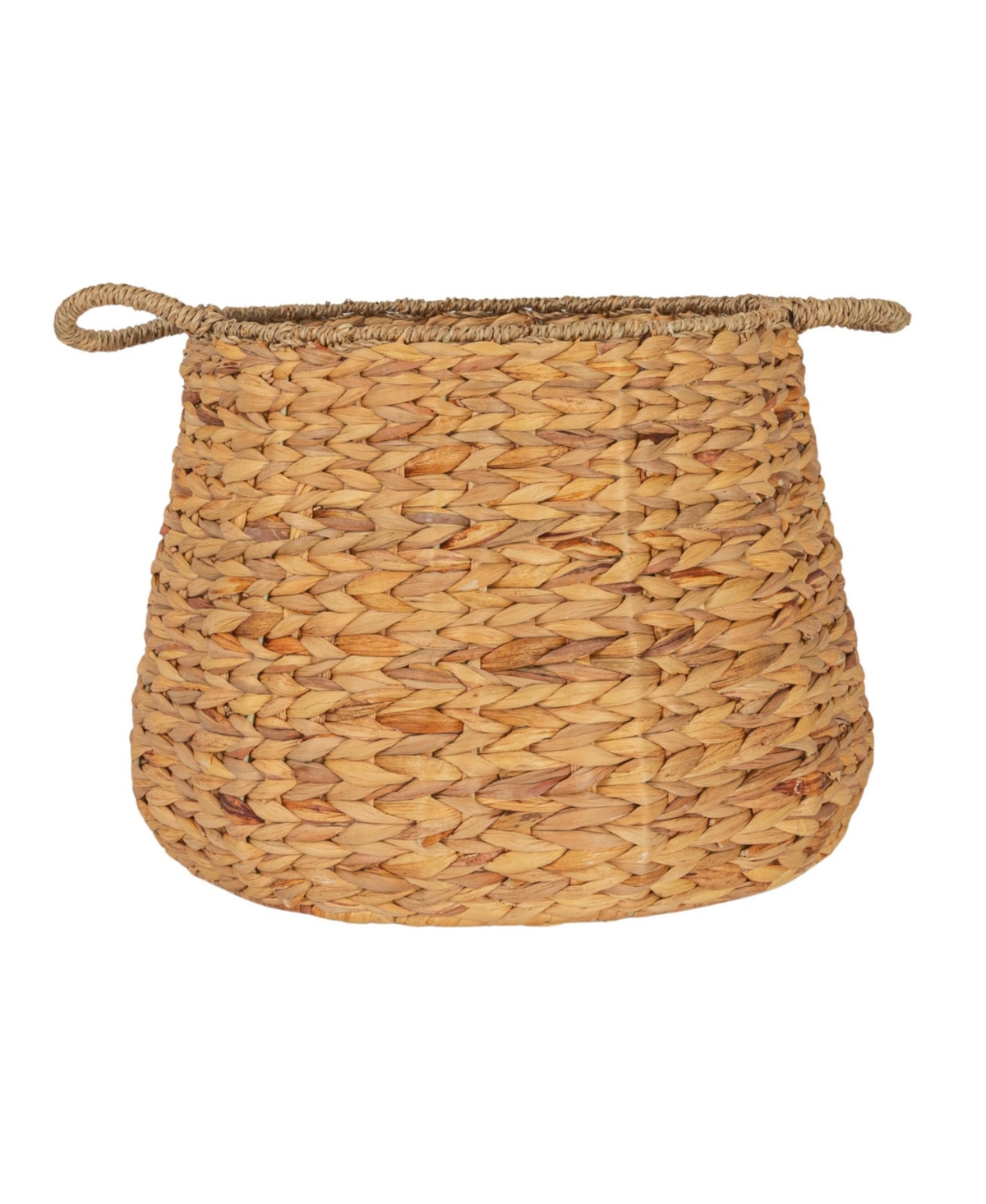 Household Essentials Round Handwoven Water Hyacinth and Seagrass Basket with Handles, Natural