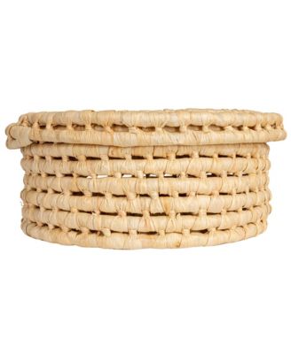 Handwoven Corn Leaf Nestable Baskets with Lids, Set of 2