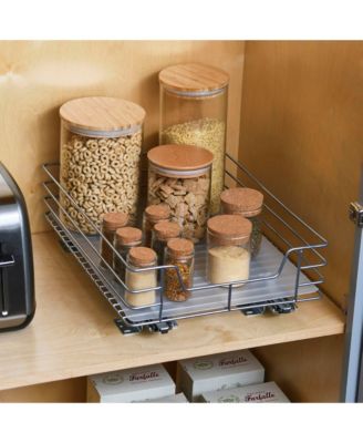 Glidez Steel Pull-Out Storage Organizer, 1-Tier Design, Brushed Silver