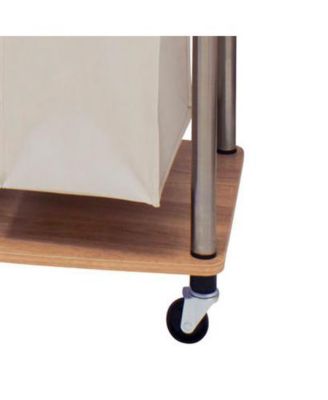 Modern Laundry Center with Wheels, 3 Washable Linen Bags, Light Ash Wood Grain Laminate