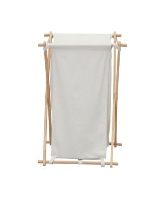 X-Frame Wood Laundry Hamper, Folding Wood Frame with Washable Poly-Cotton Bag