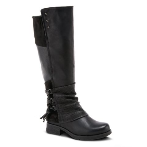Женские ботинки Patrizia Maxie Back Lace Detail Faux Fur Lined Tall Boot, цвет: Чёрный