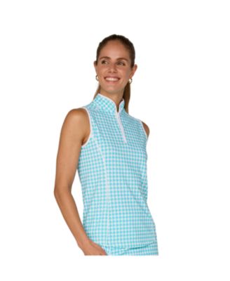 G Lifestyle Sleeveless Piping Mock Neck Top