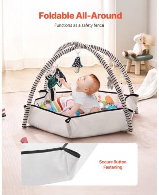 Baby Activity Gym Mat with 6 Hanging Toys for Tummy Time