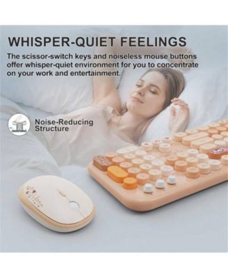 2.4G Wireless Keyboard and Mouse Combo - Full-Sized Colorful Keyboard with Round Keycaps, 104 Keys Typewriter Keyboard for Laptop and PC