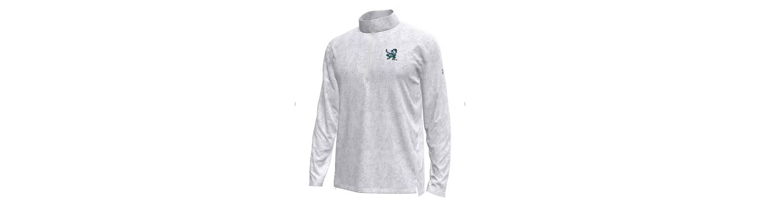Men's Gray Notre Dame Fighting Irish Hockey Leprechaun Tech Quarter-Zip Sweatshirt
