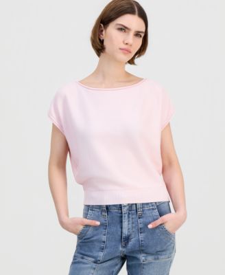 Juniors' Boat-Neck Cap-Sleeve Sweater