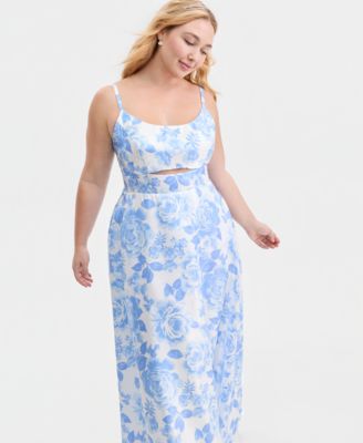 Trendy Plus Size Satin Keyhole-Cutout Gown