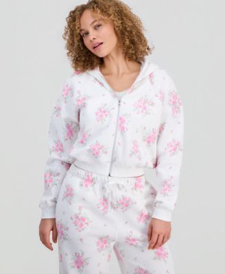 Juniors' Printed Zip-Front Hoodie
