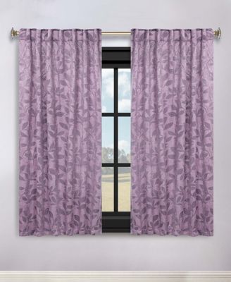 Leaves Modern Bohemian Back Tab Blackout Curtain Set, 52"x 63"