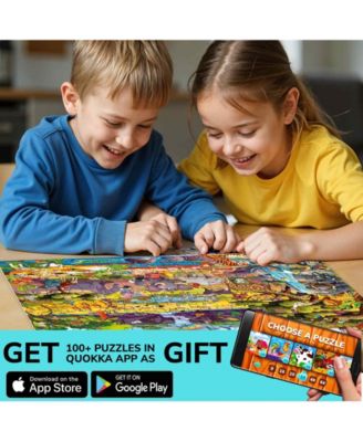 100 Piece Puzzles for Kids Ages 6-8 – Intricately Illustrated Safari Animals Puzzle for Kids Ages 8-10 – Educational Busyland Game Packed