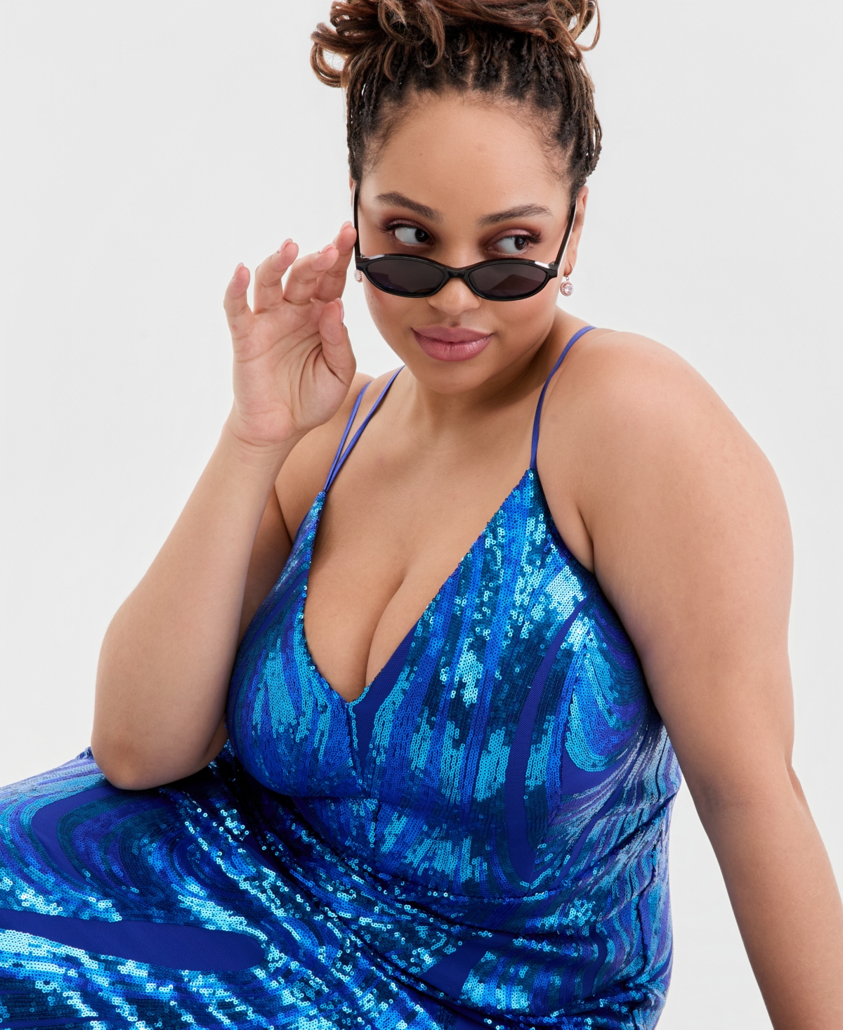 Emerald Sundae Trendy Plus Sequined Lace-Up-Back Gown