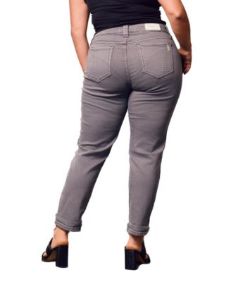 Women's Color Mid Rise Boyfriend pants in rolled 25.5" Inseam - Grey