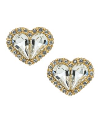 Lovely Sparkle Collection Pave Heart Post Earrings