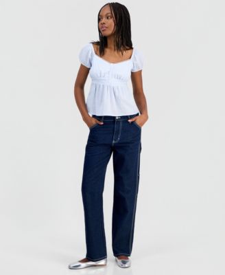 Juniors' Cotton Babydoll Top