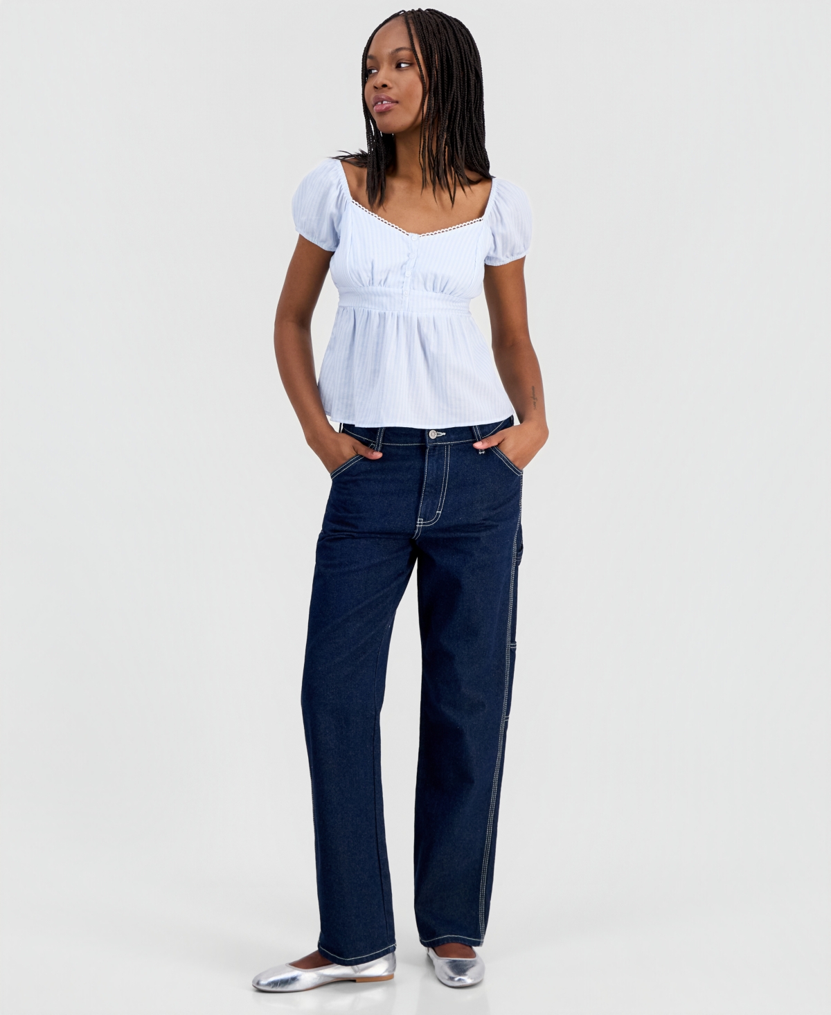 Madden Girl Juniors' Cotton Babydoll Top