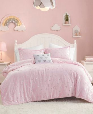 Rosalie Metallic Heart 3-Pc. Comforter Set, Twin/Twin XL