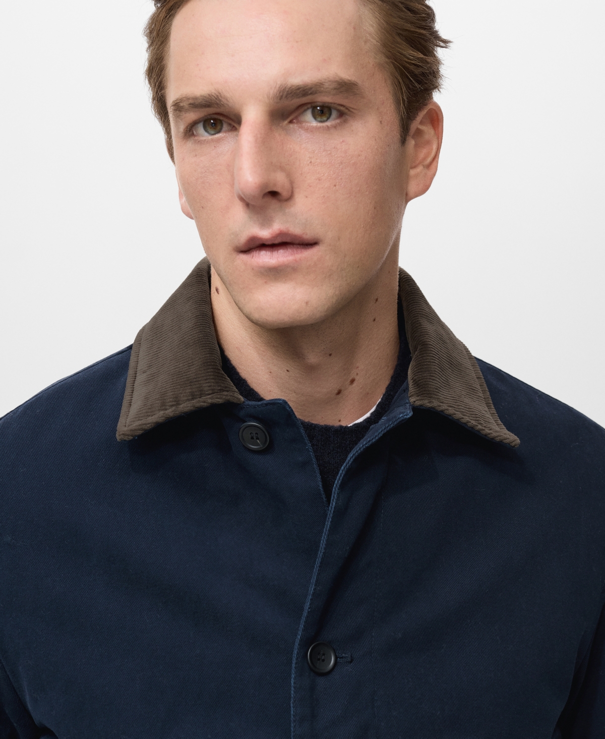 Mango Men's Corduroy Collar Quilted Jacket