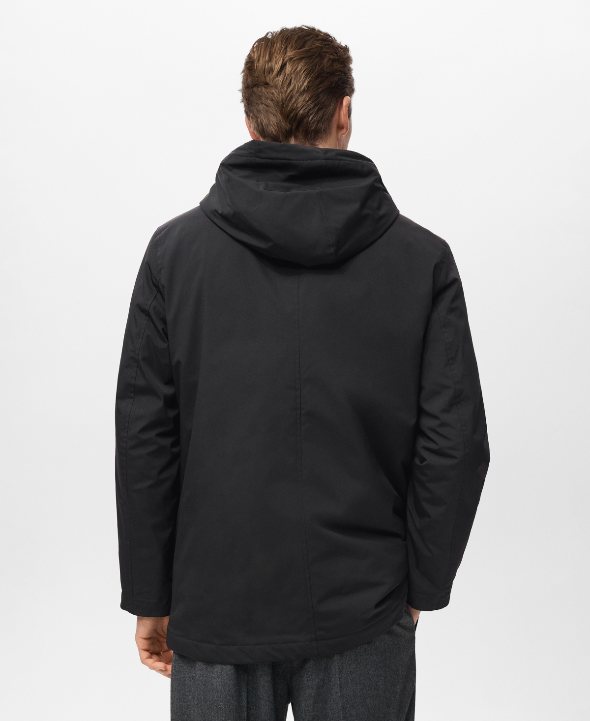 Mango Men's Water-Repellent Hooded Parka
