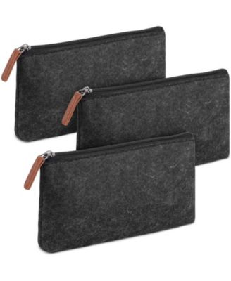 Pencil Case, Pencil Pouch, 3 Pc, Black Felt, Small Pencil