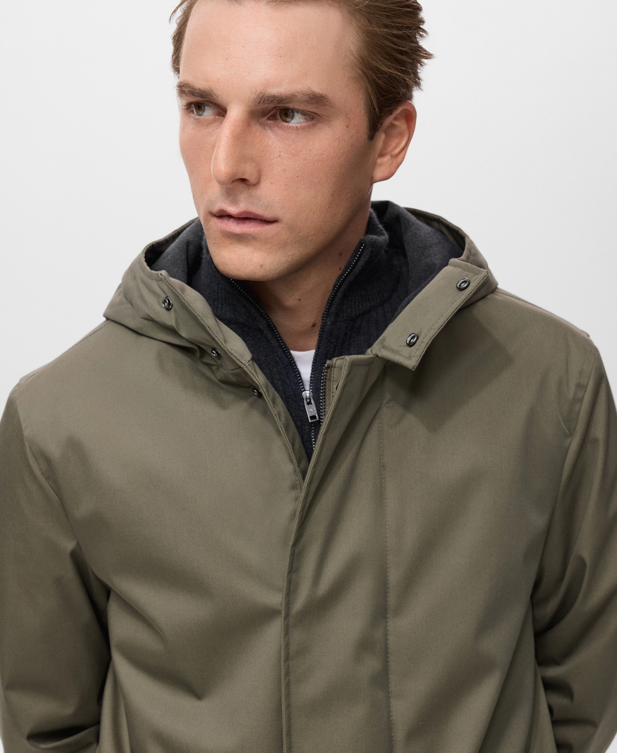Mango Men's Water-Repellent Hood Quilted Parka